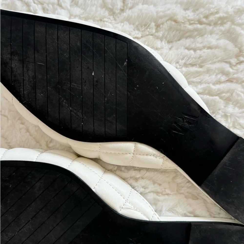 Zara White Quilted Mules - Picture 7 of 7